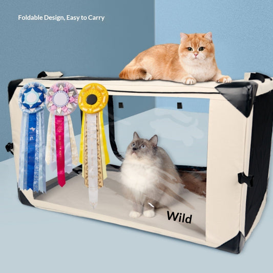 Display Of A Transparent Foldable Pet Cage
